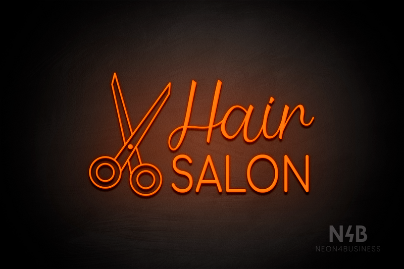"Hair SALON" side scissors (Magician - Cooper font) - LED neon sign