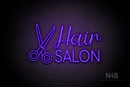 "Hair SALON" side scissors (Magician - Cooper font) - LED neon sign