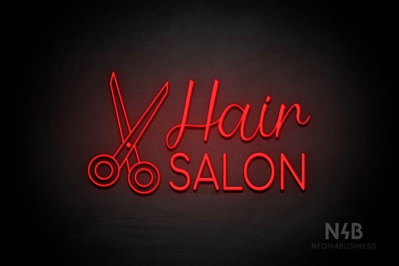 "Hair SALON" side scissors (Magician - Cooper font) - LED neon sign
