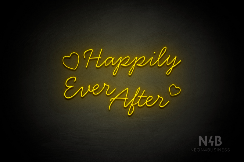 "Happily Ever After" left and right Heart icon (Handsome-Light font) - LED neon sign