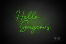 "Hello Gorgeous" (Good Place font) - LED neon sign
