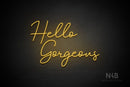 "Hello Gorgeous" (Good Place font) - LED neon sign