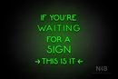 "IF YOU'RE WAITING FOR A SIGN THIS IS IT" (Mountain font) - LED neon sign
