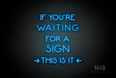 "IF YOU'RE WAITING FOR A SIGN THIS IS IT" (Mountain font) - LED neon sign