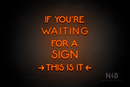 "IF YOU'RE WAITING FOR A SIGN THIS IS IT" (Mountain font) - LED neon sign
