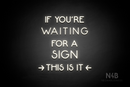 "IF YOU'RE WAITING FOR A SIGN THIS IS IT" (Mountain font) - LED neon sign