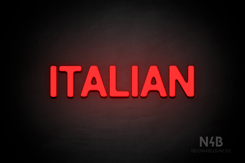 "ITALIAN" (Adventure font) - LED neon sign