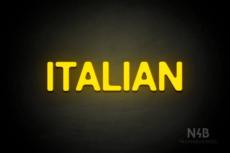 "ITALIAN" (Adventure font) - LED neon sign