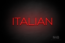 "ITALIAN" (Reason font) - LED neon sign
