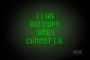 "I LIKE BIG CUPS AND I CANNOT LIE" (Bubbles font) - LED neon sign