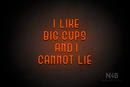 "I LIKE BIG CUPS AND I CANNOT LIE" (Bubbles font) - LED neon sign