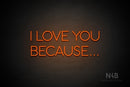 "I LOVE YOU BECAUSE..." (Sunny Day font) - LED neon sign