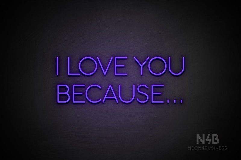 "I LOVE YOU BECAUSE..." (Sunny Day font) - LED neon sign