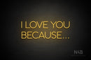 "I LOVE YOU BECAUSE..." (Sunny Day font) - LED neon sign