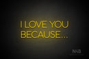 "I LOVE YOU BECAUSE..." (Sunny Day font) - LED neon sign