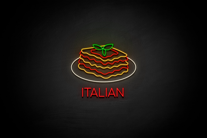 LASAGNA - ("ITALIAN" at the bottom Cooper font) - LED neon sign