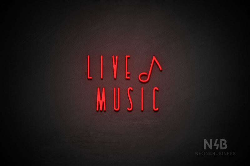 "LIVE MUSIC" (music note, Unique font) - LED neon sign