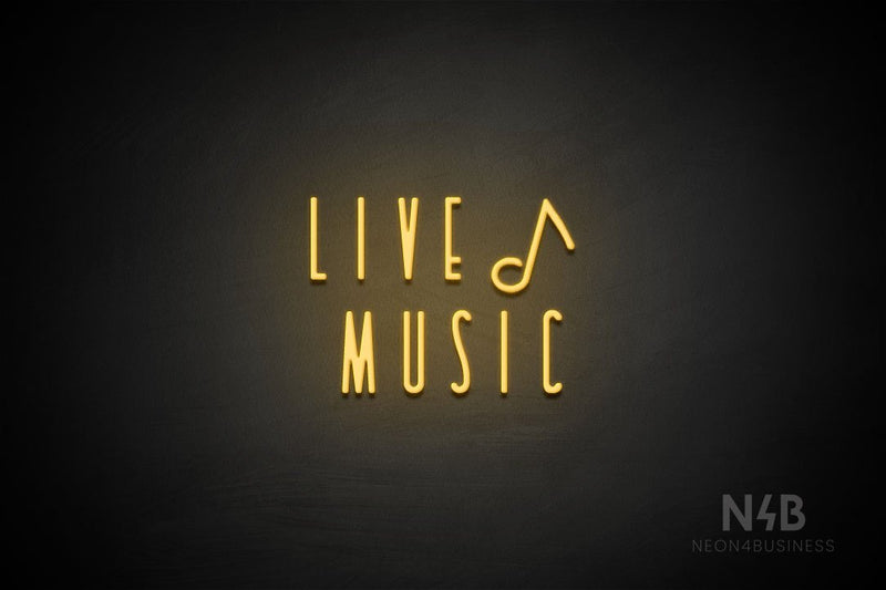 "LIVE MUSIC" (music note, Unique font) - LED neon sign