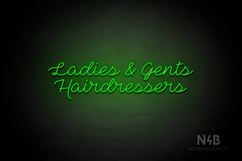 "Ladies & Gents Hairdressers" (Neko Demo font) - LED neon sign
