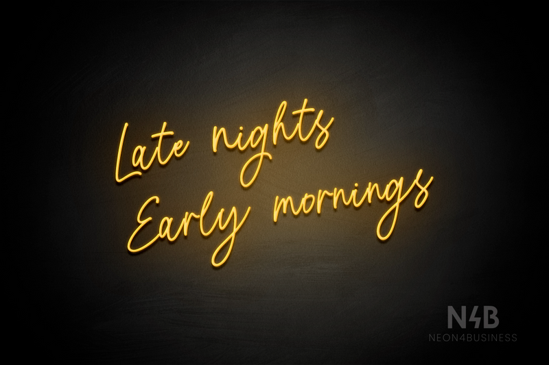 "Late nights Early mornings" (Flowers font) - LED neon sign