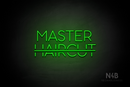 "MASTER HAIRCUT" strikethrough haircut (Sunny Day font) - LED neon sign