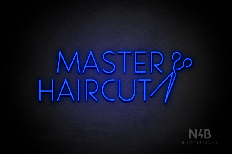 "MASTER HAIRCUT" side scissors (Paradise font) - LED neon sign