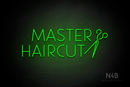 "MASTER HAIRCUT" side scissors (Paradise font) - LED neon sign