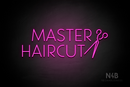"MASTER HAIRCUT" side scissors (Paradise font) - LED neon sign