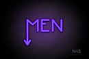 "MEN" (arrow pointing down coming from the "M", Mountain font) - LED neon sign