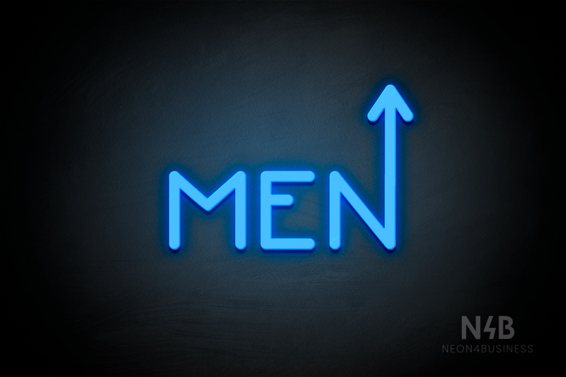 "MEN" (arrow pointing up coming from the "N", Mountain font) - LED neon sign