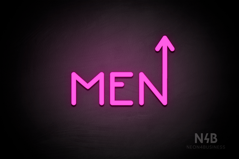 "MEN" (arrow pointing up coming from the "N", Mountain font) - LED neon sign