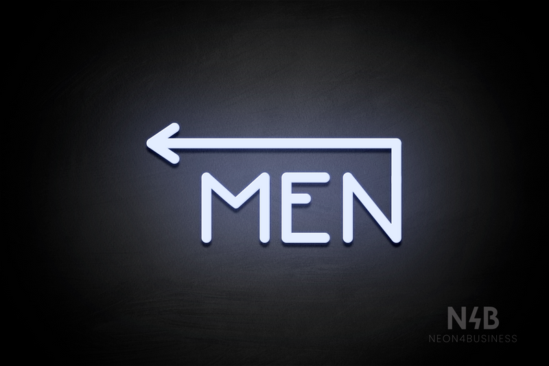 "MEN" (left arrow coming from the "N", Mountain font) - LED neon sign