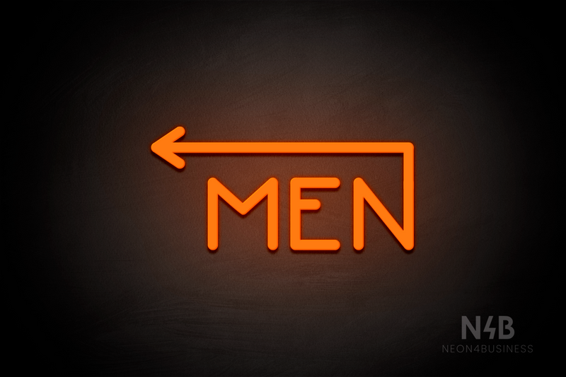 "MEN" (left arrow coming from the "N", Mountain font) - LED neon sign