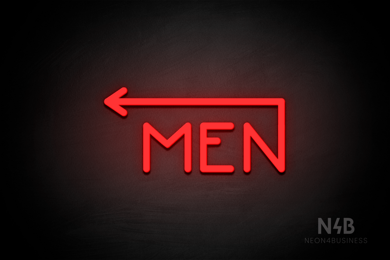 "MEN" (left arrow coming from the "N", Mountain font) - LED neon sign