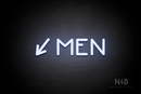 "MEN" (left arrow tilted downwards, Mountain font) - LED neon sign