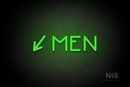 "MEN" (left arrow tilted downwards, Mountain font) - LED neon sign