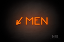 "MEN" (left arrow tilted downwards, Mountain font) - LED neon sign