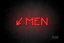 "MEN" (left arrow tilted downwards, Mountain font) - LED neon sign