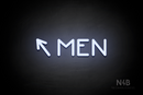 "MEN" (left arrow tilted upwards, Mountain font) - LED neon sign