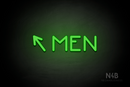 "MEN" (left arrow tilted upwards, Mountain font) - LED neon sign