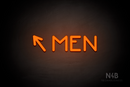 "MEN" (left arrow tilted upwards, Mountain font) - LED neon sign