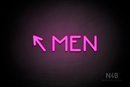 "MEN" (left arrow tilted upwards, Mountain font) - LED neon sign