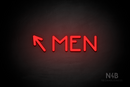 "MEN" (left arrow tilted upwards, Mountain font) - LED neon sign