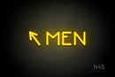 "MEN" (left arrow tilted upwards, Mountain font) - LED neon sign