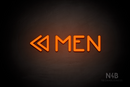 "MEN" (left double arrow, Mountain font) - LED neon sign