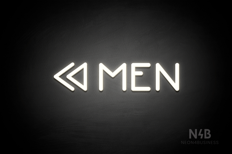 "MEN" (left double arrow, Mountain font) - LED neon sign