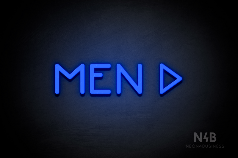 "MEN" (right arrow, Mountain font) - LED neon sign