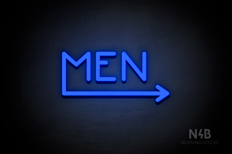 "MEN" (right arrow coming from the "M", Mountain font) - LED neon sign