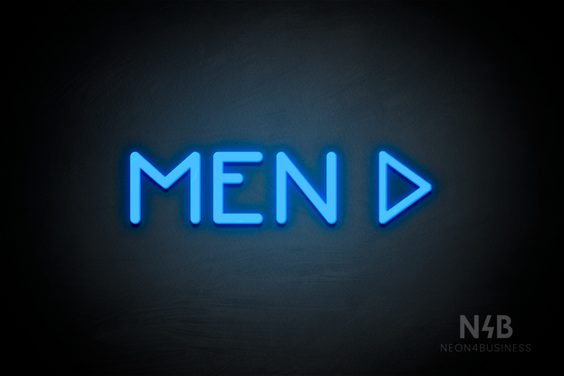 "MEN" (right arrow, Mountain font) - LED neon sign