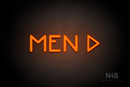"MEN" (right arrow, Mountain font) - LED neon sign